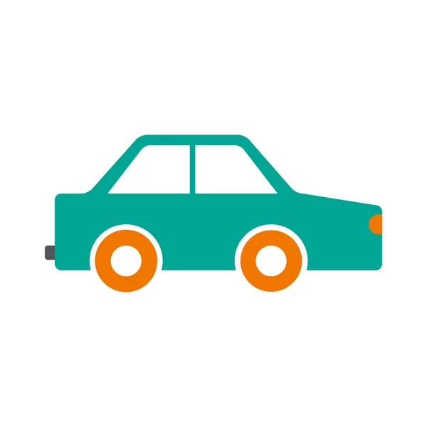 Piso con icono de sombra y aplicación móvil juguete coche — Vector de stock