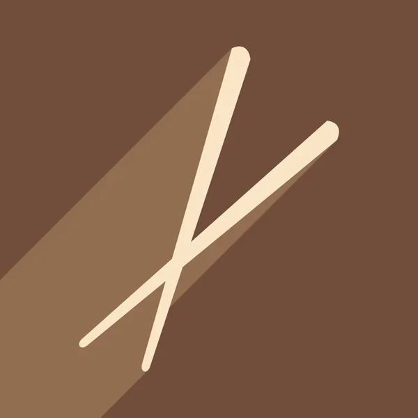 Piso con icono de sombra y aplicación móvil Palos para sushi — Vector de stock