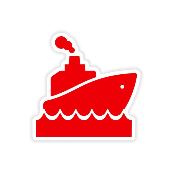 Icon sticker realistic design on paper ship wave — Stock Vector