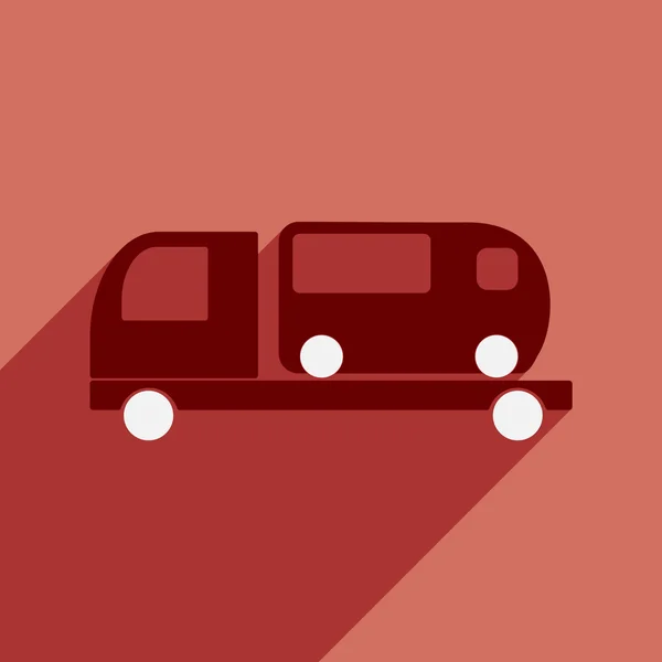 Appartement avec icône de l'ombre et application mobile service de bus de voiture — Image vectorielle