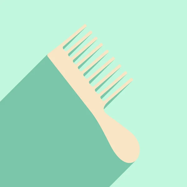 Plano con icono de sombra y aplicación móvil cepillo para el cabello — Vector de stock