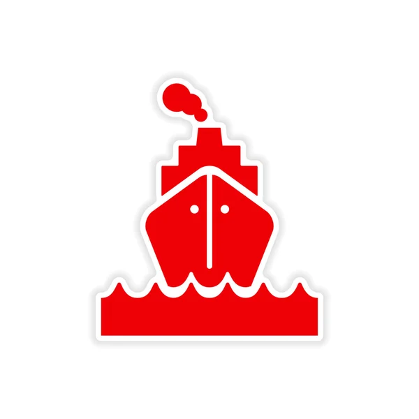 Icon sticker realistic design on paper sea ship — Stock Vector