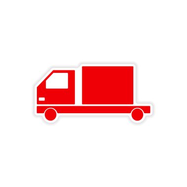 simgesi etiket gerçekçi tasarım üzerinde kağıt araba kargo lojistik