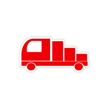 simgesi etiket gerçekçi tasarım üzerinde kağıt araba kargo lojistik