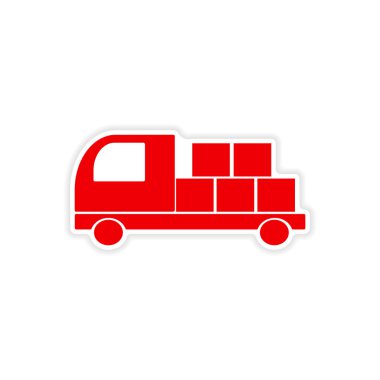 simgesi etiket gerçekçi tasarım üzerinde kağıt araba kargo lojistik