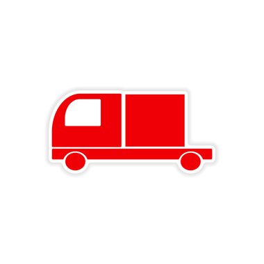 simgesi etiket gerçekçi tasarım üzerinde kağıt araba kargo lojistik