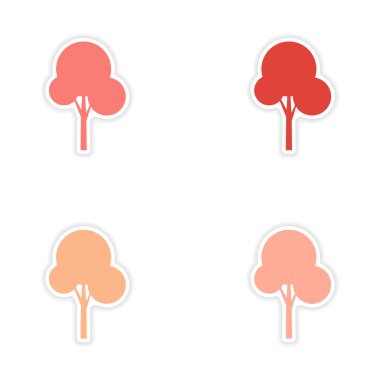 Kağıt ağaç simgesi üzerinde derleme gerçekçi etiket tasarımı