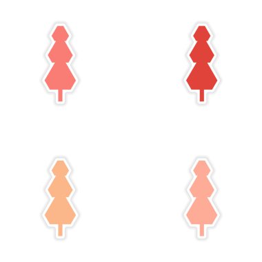 Kağıt ağaç simgesi üzerinde derleme gerçekçi etiket tasarımı