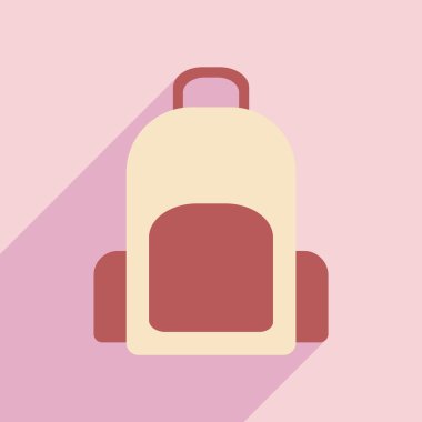 Düz gölge simgesi ve mobil uygulama sırt çantası ile 