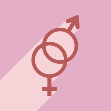 Düz gölge simgesi ve mobil uygulama eşitlik cinsiyetler ile