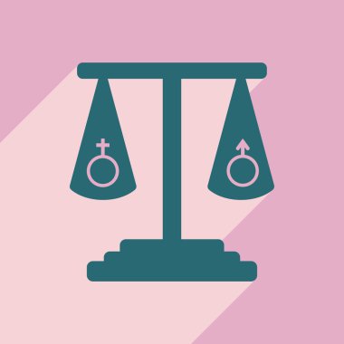 Düz gölge simgesi ve mobil uygulama cinsel eşitlik ile