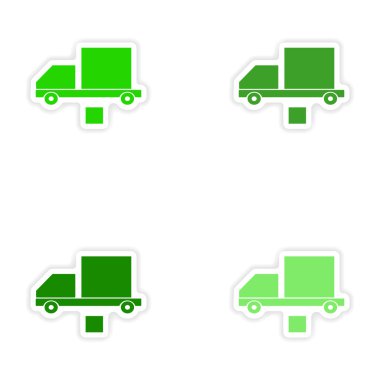 derleme gerçekçi etiket tasarım kağıt teslim kutusu kamyon