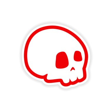 Kağıt kafatasındaki simgesi etiket gerçekçi tasarım