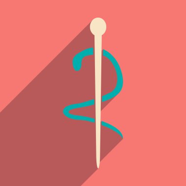 Düz gölge simgesi ve mobil uygulama tıbbi yılan ile