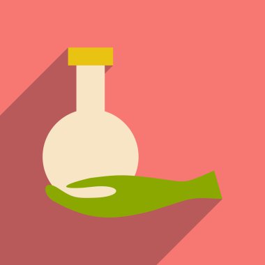 Düz gölge simgesi ve mobil uygulama kimyasallar ile