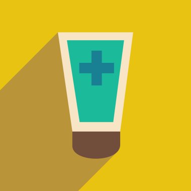 Düz gölge simgesi ve mobil uygulama tıbbi merhem ile