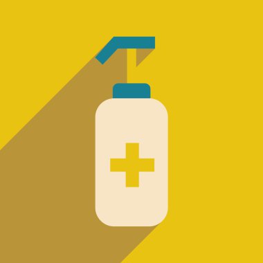 Düz gölge simgesi ve mobil uygulama tıbbi antiseptikler