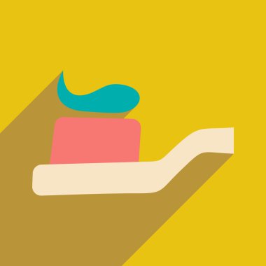 Düz gölge simgesi ve mobil uygulama diş fırçası kafa ile