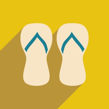 Düz gölge ile simge ve mobil uygulama beach flip flop