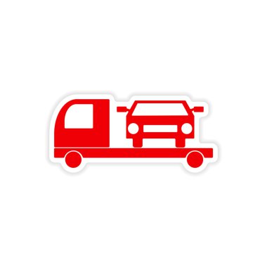 simgesi etiket gerçekçi tasarım kağıt çekici kamyon araba