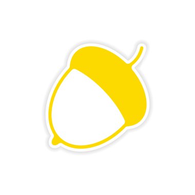 Kağıt meşe palamudu simge etiketi gerçekçi tasarım