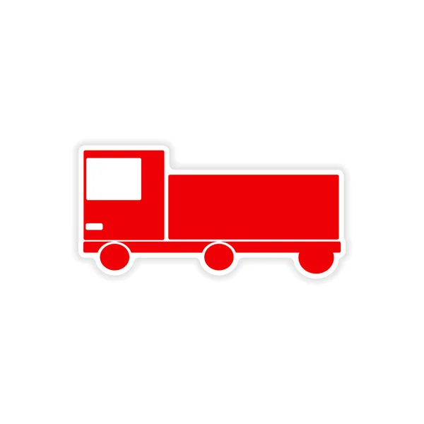 Ikona naklejki projekt realistyczny na papier samochodu ładunku logistyki — Wektor stockowy