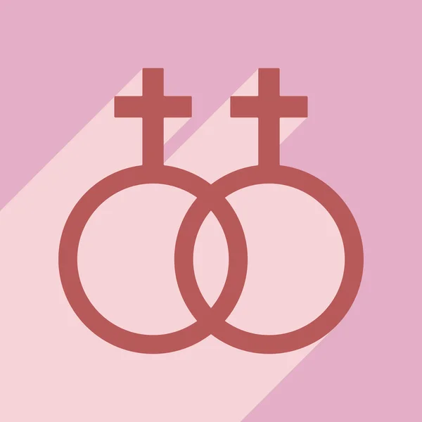 Platta med skugga ikonen och mobil applikation jämställdhet mellan könen — Stock vektor