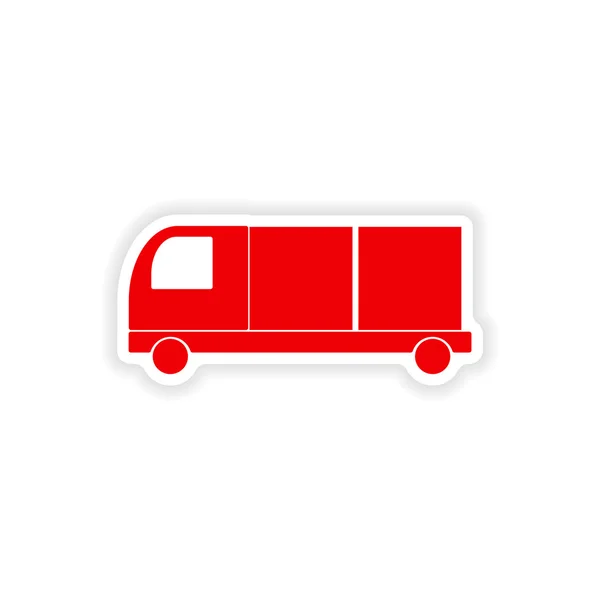 Ikona naklejki realistyczne projekt na papierze samochodu logistyka — Wektor stockowy