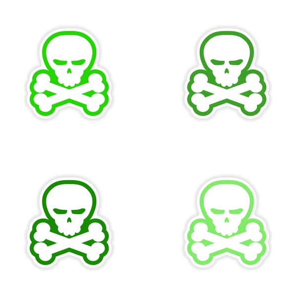 Assemblage conception autocollant réaliste sur des os de crâne en papier — Image vectorielle