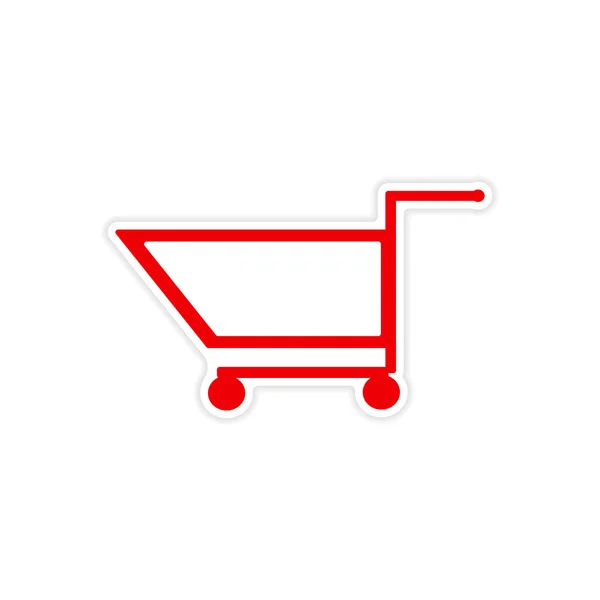 Pictogram sticker realistische ontwerp op papier trolley — Stockvector