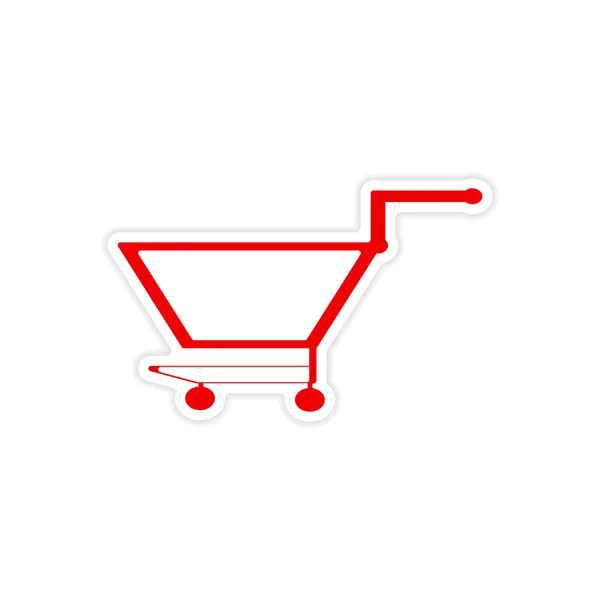 Pictogram sticker realistische ontwerp op papier trolley — Stockvector