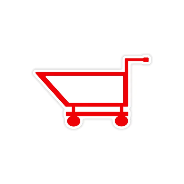 Pictogram sticker realistische ontwerp op papier trolley — Stockvector