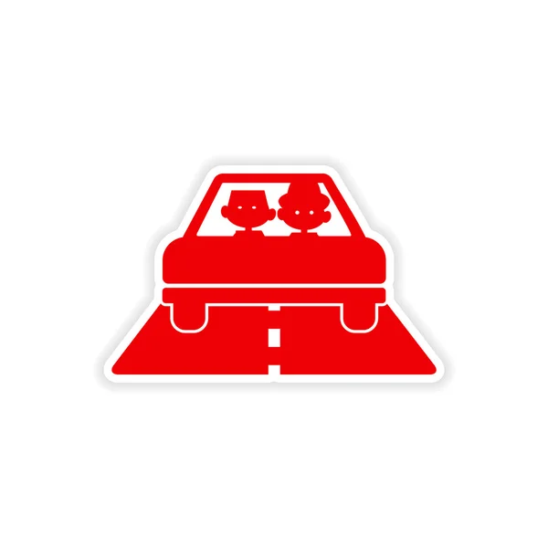 Adesivo icona design realistico su carta auto ragazzi — Vettoriale Stock