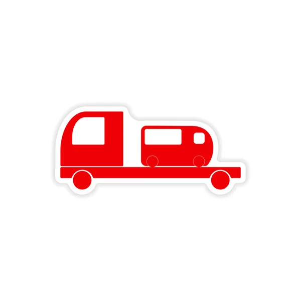Icono pegatina diseño realista en el transporte de autobuses de papel — Vector de stock