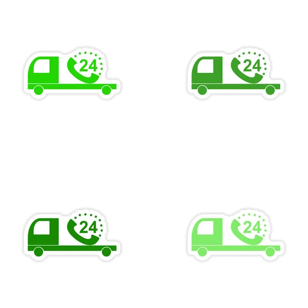 身边的钟纸卡车服务大会现实贴纸设计 — 图库矢量图片