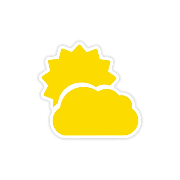 Icon matrica reális tervezés a papír sun cloud — Stock Vector