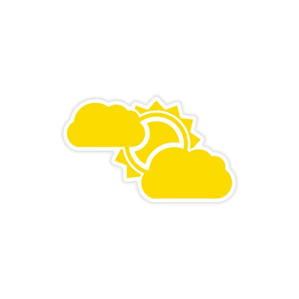 Icon matrica reális tervezés a papír sun cloud sun cloud — Stock Vector