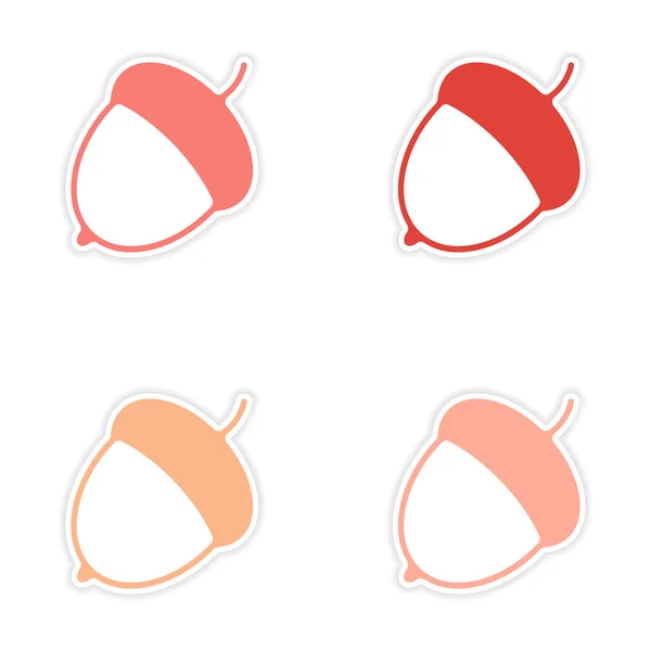 Vergadering realistische sticker ontwerp op papier acorn — Stockvector
