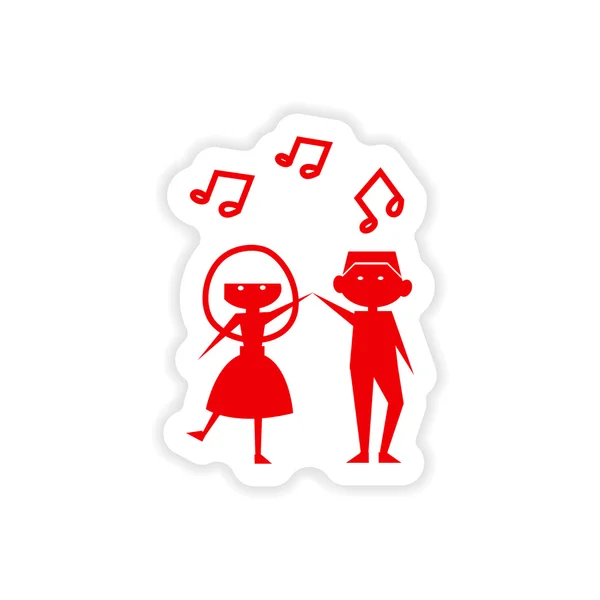 icon sticker realistic design on paper couple dancing