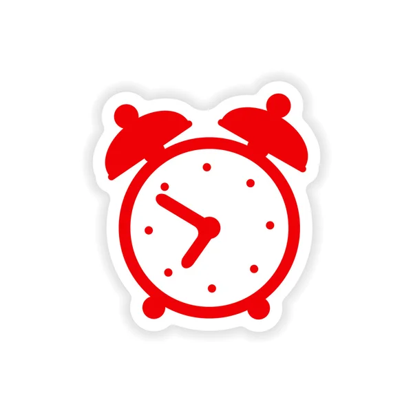 Icono pegatina diseño realista en el reloj despertador de papel — Vector de stock