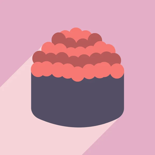 Piso con icono de sombra y sushi aplicación móvil — Archivo Imágenes Vectoriales