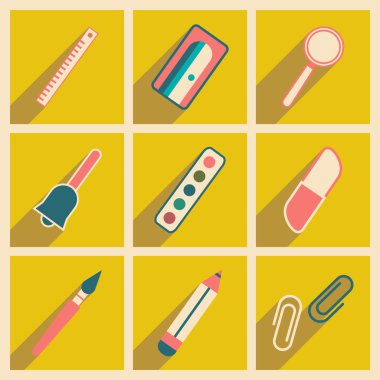 Gölge kavramı ile düz ve mobil uygulama okul malzemeleri