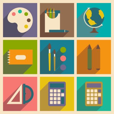 Gölge kavramı ile düz ve mobil uygulama okul malzemeleri