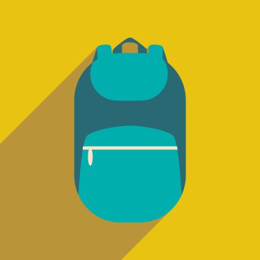 Düz gölge simgesi ve mobil uygulama sırt çantası ile