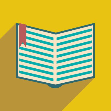 Düz gölge simgesi ve mobil uygulama açık kitap