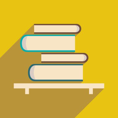 Düz gölge simgesi ve mobil uygulama kitap raf