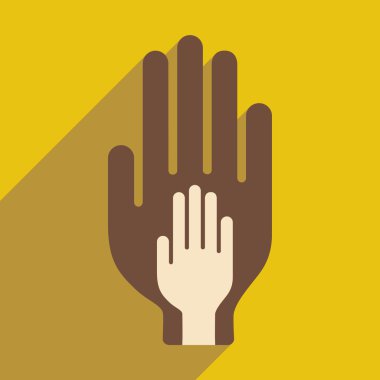 Düz gölge simgesi ve mobil uygulama güven logo ile