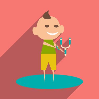 Düz gölge simgesi ve mobil uygulama çocuk sapan ile