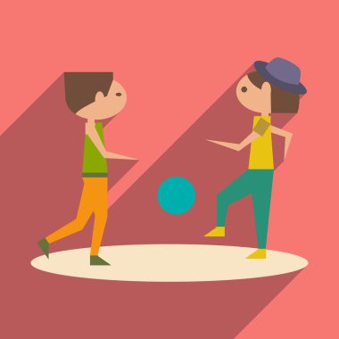 Düz gölge simgesi ve mobil uygulama arkadaşlarınızla futbol oynarken