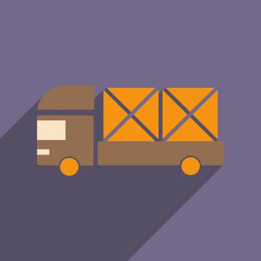 Düz gölge simgesi ve mobil uygulama dağıtım kamyonu ile